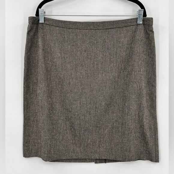 Trina Turk Straight Pencil Skirt Wool & Silk Blend Lined Zip Brown Gray Grey 12 - Picture 1 of 11